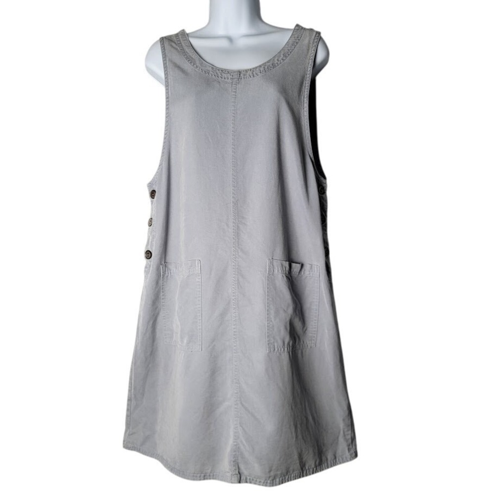 Talbots 100% Tencel Lyocell Jumper Dress Gray M Soft Drapey Minimalist Lagenlook
